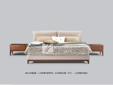 HK1618<strong style="color:#cc0000;"><strong style="color:#cc0000;">软床</strong></strong>+K109床头柜X2