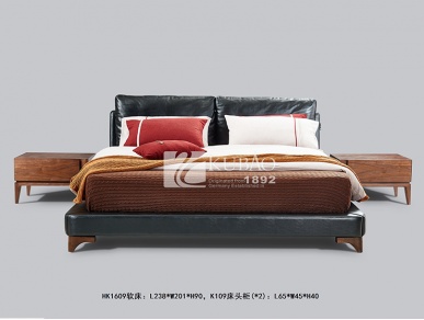 HK1609<strong style="color:#cc0000;"><strong style="color:#cc0000;">软床</strong></strong>+K109床头柜X2